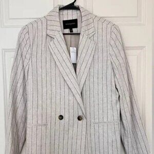 Banana Republic Double Breasted Linen Striped Blazer Sz 12